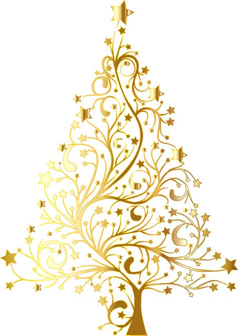 Starry Christmas Tree Gold No Background By Gdj Christmas Tree