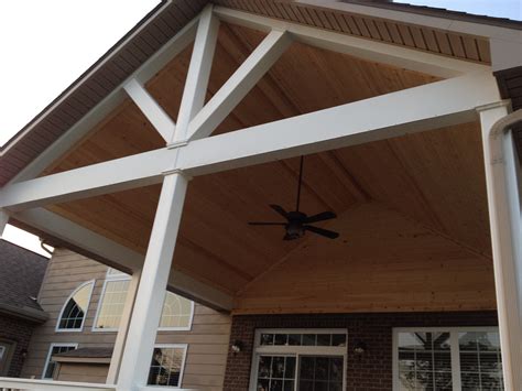 Cover ductwork and beams in your basement ceiling. Wood Patio Covered Beam Cover Span Unique Open Porches ...