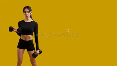 Pretty Slim Girl In Sportswear Working Out Training Exercising Stock