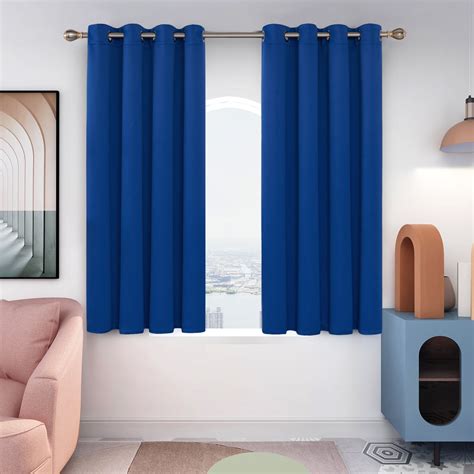 Deconovo Royal Blue Short Blackout Curtains For Kitchen Grommet