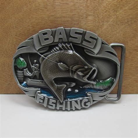 Bucklehome Bass Fishing Belt Buckle With Pewter Finish With Color