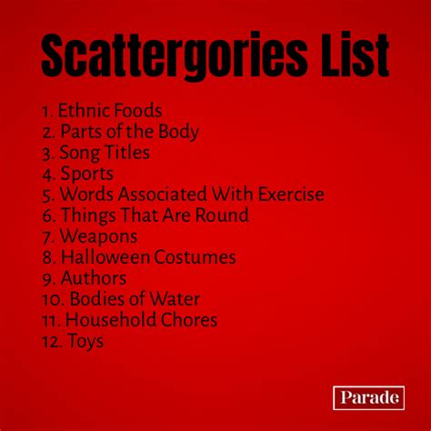 Scattergories Lists Fun Categories To Play With Friends Parade