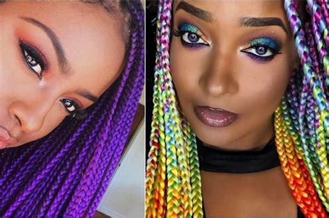 Colored braided updo hairstyles source 17 Colourful Box Braids You Should Definitely Try