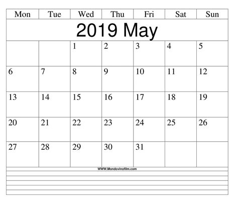 Blank May Calendar Printable 2019 May Calendar Printable Calendar