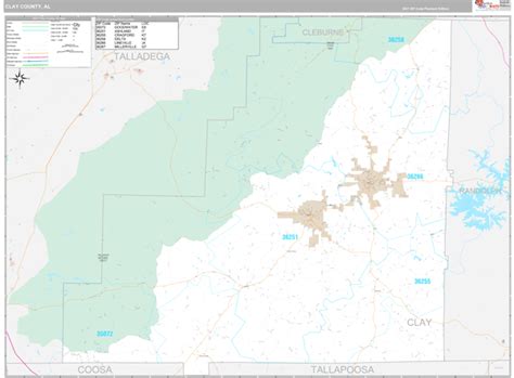 Clay County Al Zip Code Wall Map Premium Style By Marketmaps