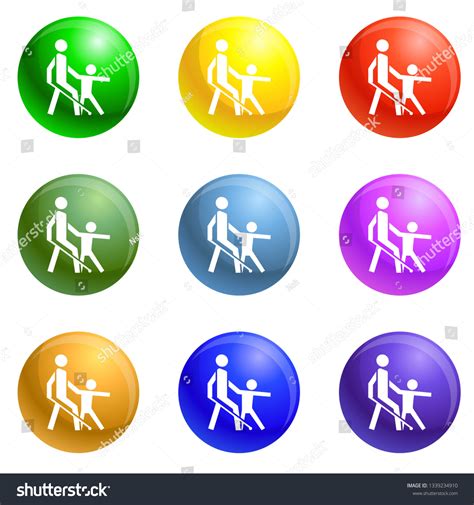Kid Guide Blind Man Icons Vector Stock Vector Royalty Free 1339234910