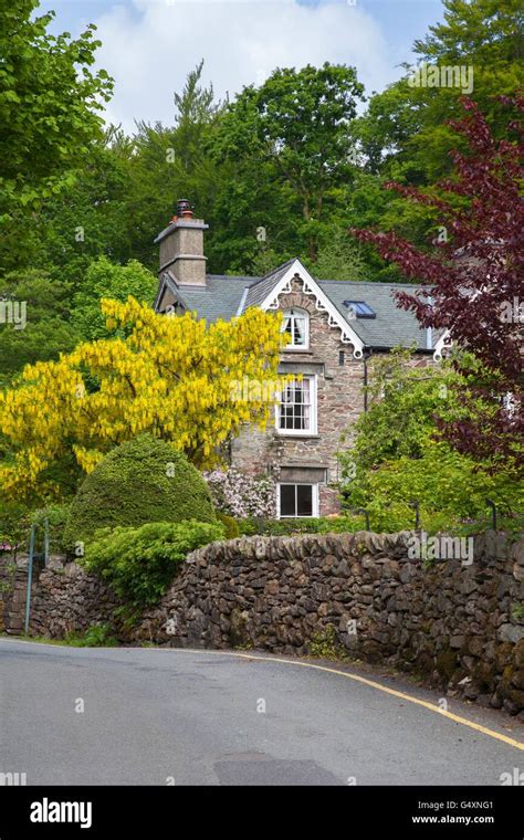 Cumbrian House Grasmere The Lake District Cumbria England Stock