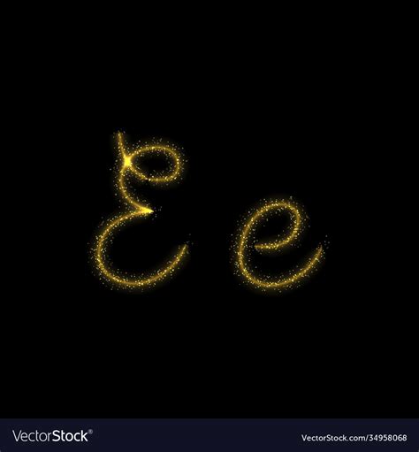 Gold Glitter Letter E Star Sparkle Trail Font Vector Image