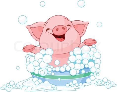 We've rounded up the best baby bathtubs and bath seats to help to make bath time a how to choose the best baby bathtub. Cute Piglet taking a bath | Stock Vector | Colourbox