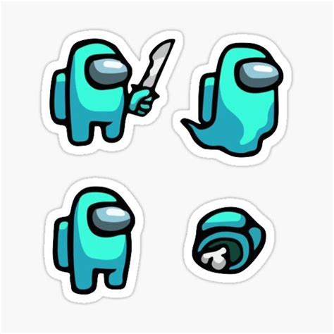 Among Us Cyan Character Assorted Sticker Pack Print Stickers Cute