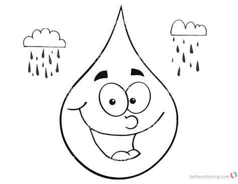 Print raindrop spring coloring pages coloring page & book. Raindrop Coloring Pages Simle Cartoon Raindrop Face Free ...