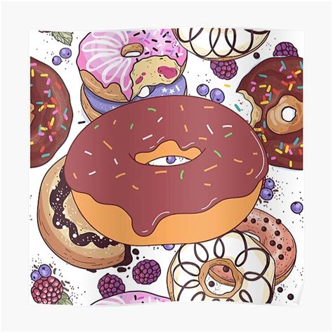 Chocolate Donut Rainbow Sprinkles Donut Chocolate Flavored Donut Poster For Sale By