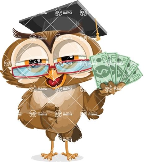 Wise Owl Cartoon Vector Character Aka Owlsen Academic Show Me The