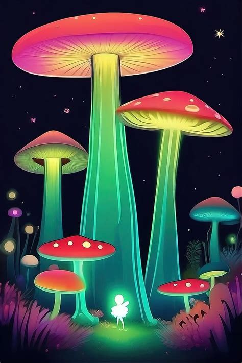 Bioluminescent Glowing Mushroom Forest 8 Ai Art Digital Art By Chris