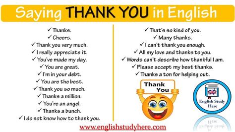 Saying Thank You In English English Study Here Other Ways To Say