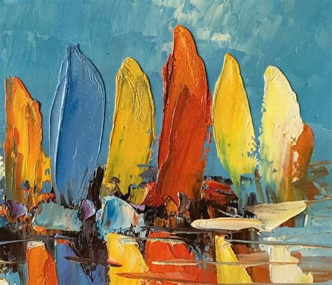 Abstract Painting Heavy Texture Oil Painting Sail Boat Painting Sma Silvia Home Craft