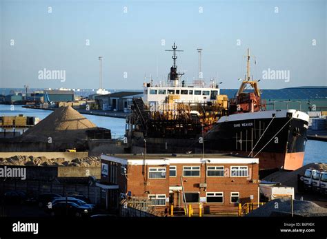 A Cargo Ship In Dock At Shoreham Harbour Sussex Uk Stock Photo Alamy