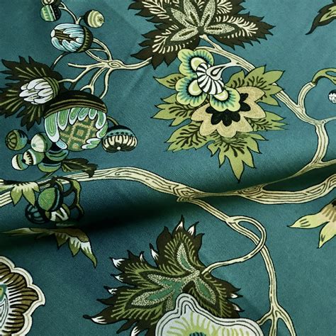 Mcqueen Teal Modern Floral Canvas Upholstery Fabric 54 By The Yard