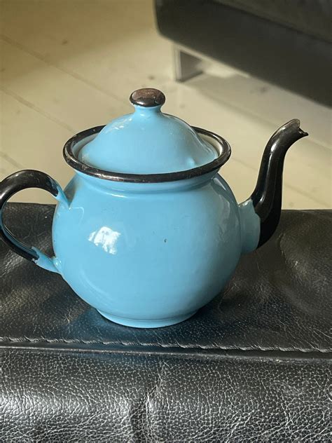 Vintage Small Enamel Teapot Etsy