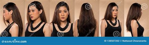 Asian Woman Before After Apply Make Up Collage 360 Stock Photo Image