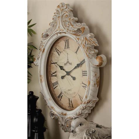 33 In X 24 In Traditional Rustic Carved Wood Oval Wall Clock In