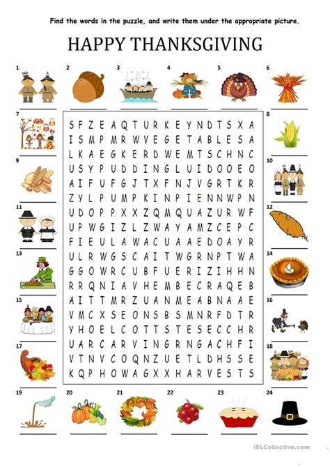 Thanksgiving Word Search Printable Word Search Printable