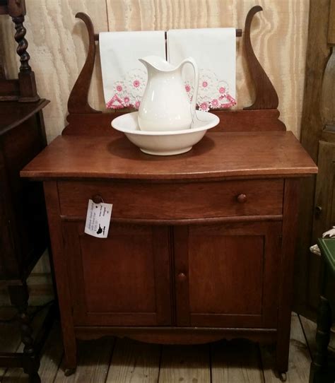 Antique Oak Wash Stand With Towel Bar Now On Display At Micanopy
