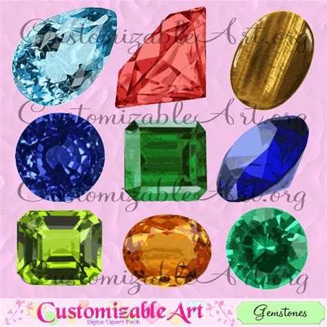 Gem Clipart Gemstone Clipart Digital Gemstones Clip Art Gem Etsy