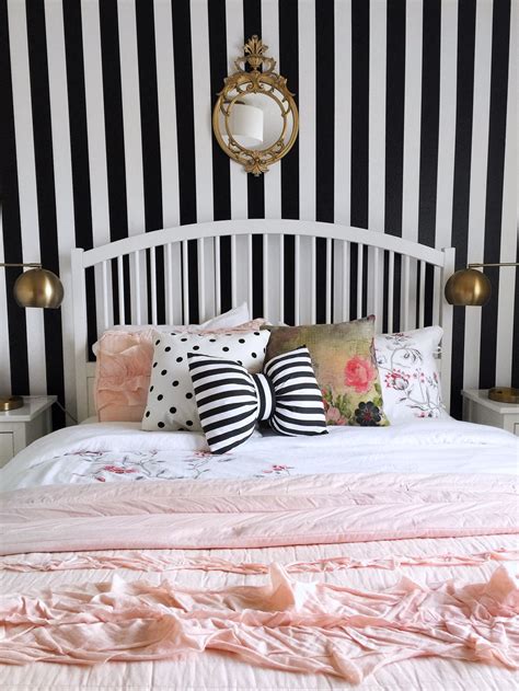 Pink black and gold bedroom decor. Black and white floral, gold, floral and pink bedroom ...