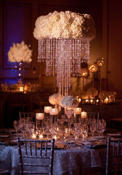 Ivory Flower With Crystal Hanging Wedding Centerpieces Wedding