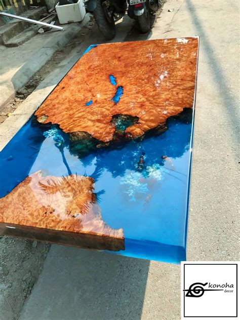 Wooden slab river table wood restaurant clear epoxy resin table coffee dining table. Epoxy resin transparent coffee table handcrafted custom 3d ...