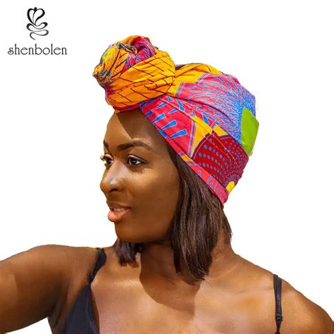 Shenbolen Ankara Headwrap Women African Traditional Headtie Scarf Turban 100 Cotton Wax 72x22