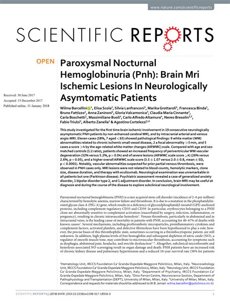Pdf Paroxysmal Nocturnal Hemoglobinuria Pnh Brain Mri Ischemic