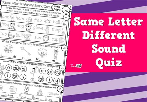 Same Letter Different Sound Quiz Teacher Resources And Classroom