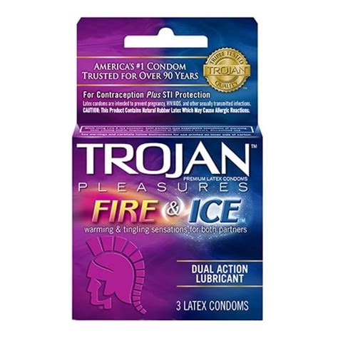 trojan pleasures fire and ice dual action lubricant premium latex
