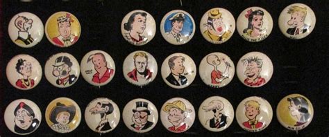 1945 Kelloggs Pep Cereal Comic Character Litho Pinback Buttons 84 Of