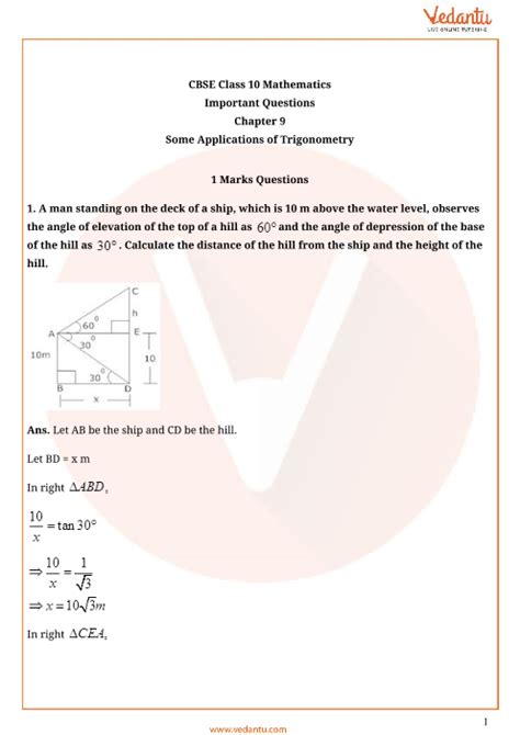 Unit 8 homework 3 trigonometry fill online printable fillable blank pdffiller / glencoe geometry chapter 8 resource. Important Questions for CBSE Class 10 Maths Chapter 9 - Some Applications of Trigonometry