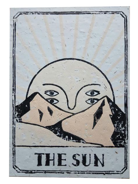 Tarot Card The Sun 3 Layered Lino Print 2020 Tarot Thesun Card