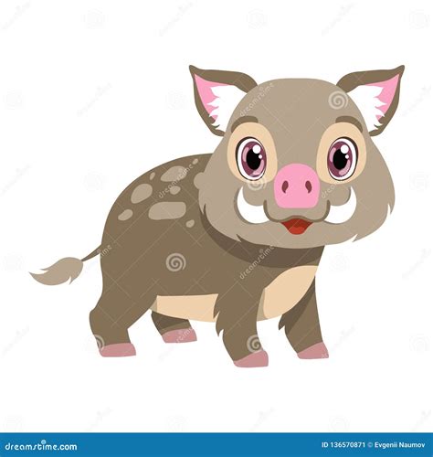 Cute Boar Lovely Animal Cartoon Character Vector Illustration Stock