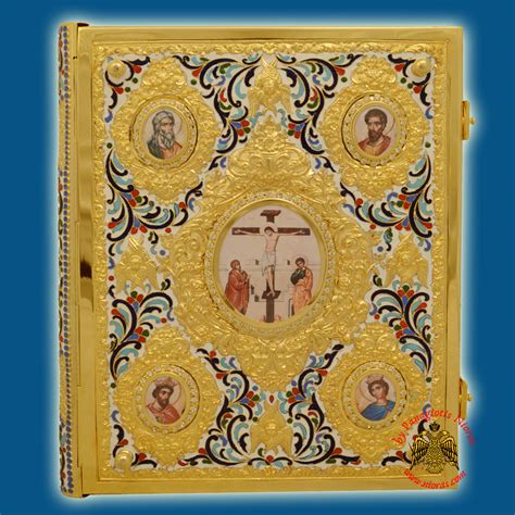 Orthodox Enamel Holy Gospel Book Cover Cherubim Design Gold Plated
