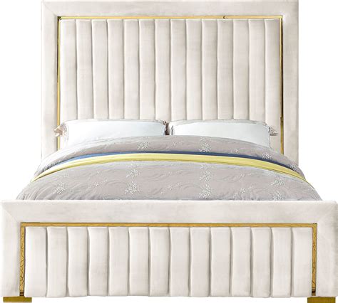 Meridian Dolce Cream King Size Bed Dolce Velvet Upholstered Bed