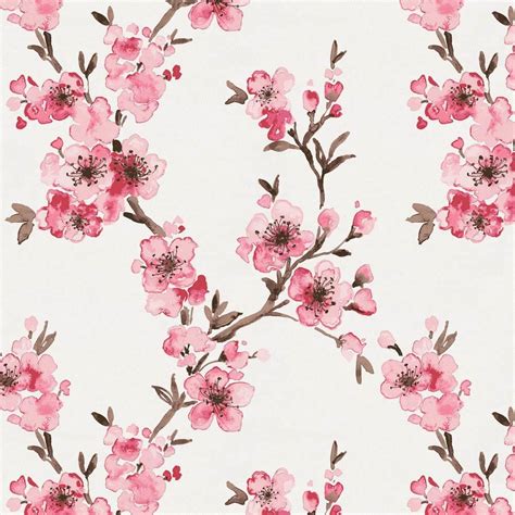 pink cherry blossom fabric by the yard cherry blossom watercolor cherry blossom art cherry