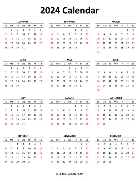 Free Printable Calendar 2024 A4 Size 2024 Calendar Printable