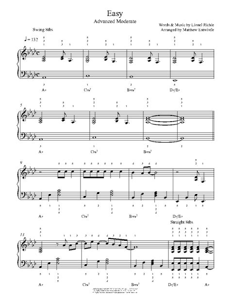 Piano Sheet Music Easy Commodores