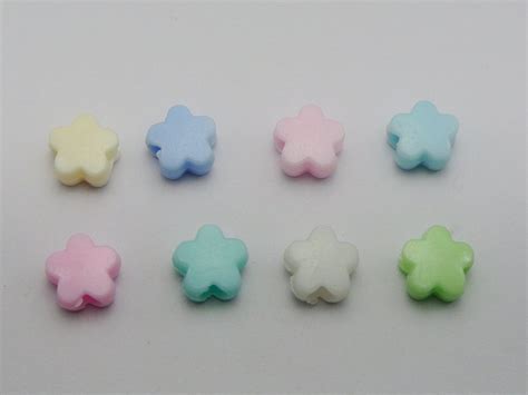 100 Mixed Pastel Color Acrylic Flower Pony Beads For Kids Kandi Craft