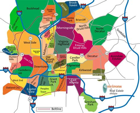 Vecindario De Atlanta Mapa Mapa De Los Barrios De Atlanta Estados