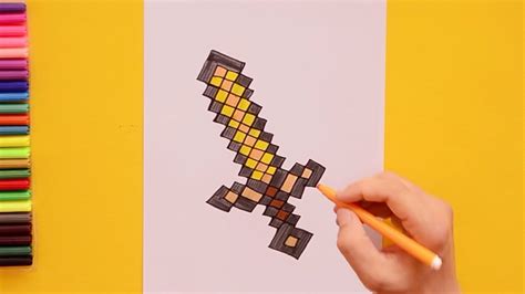 How To Draw Golden Sword Minecraft Youtube