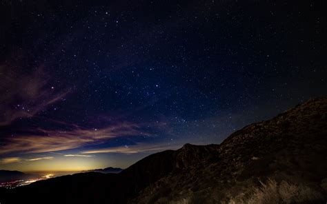 Download Wallpaper 1440x900 Starry Sky Mountains Stars Night