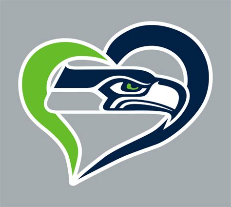 Seattle Seahawks Heart Logo Iron On Stickersheat Transferheart0089