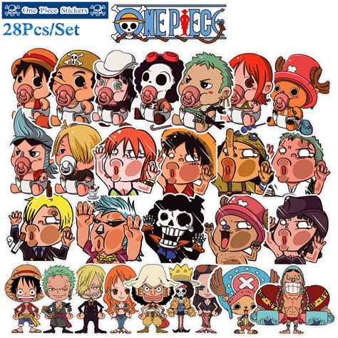 ☠ One Piece Stickers ☠ 28pcsset Anime Mixed Luggage Doodle Stickers